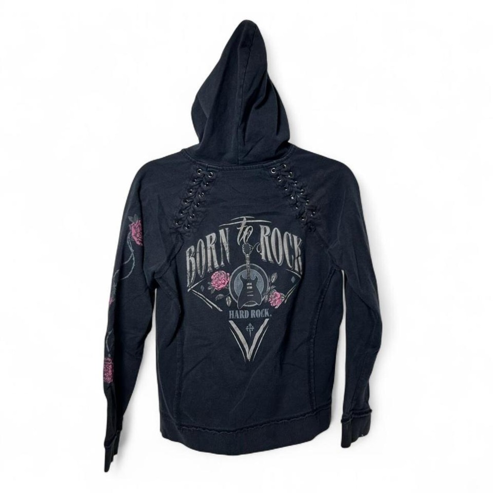 Hard Rock Cafe Born to Rock Full Zip Hoodie Women's‎ M Y2K Punk Goth